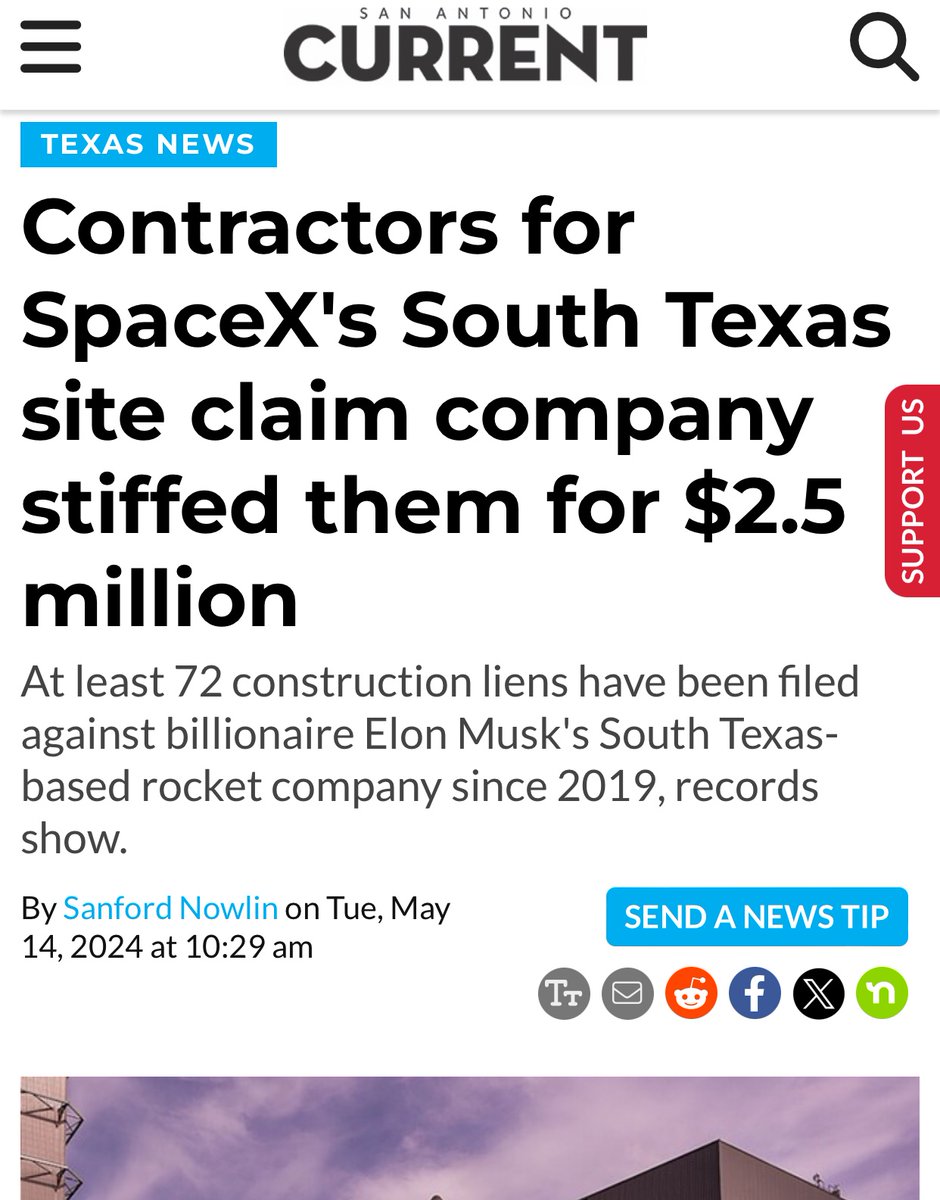 This article is absolute garbage. SpaceX has spent over $3,000,000,000.00 on infrastructure at Starbase in the last few years. 

Also, the  article clearly states most if not all of these situations were subcontractors who were never even hired by SpaceX. 

I know countless