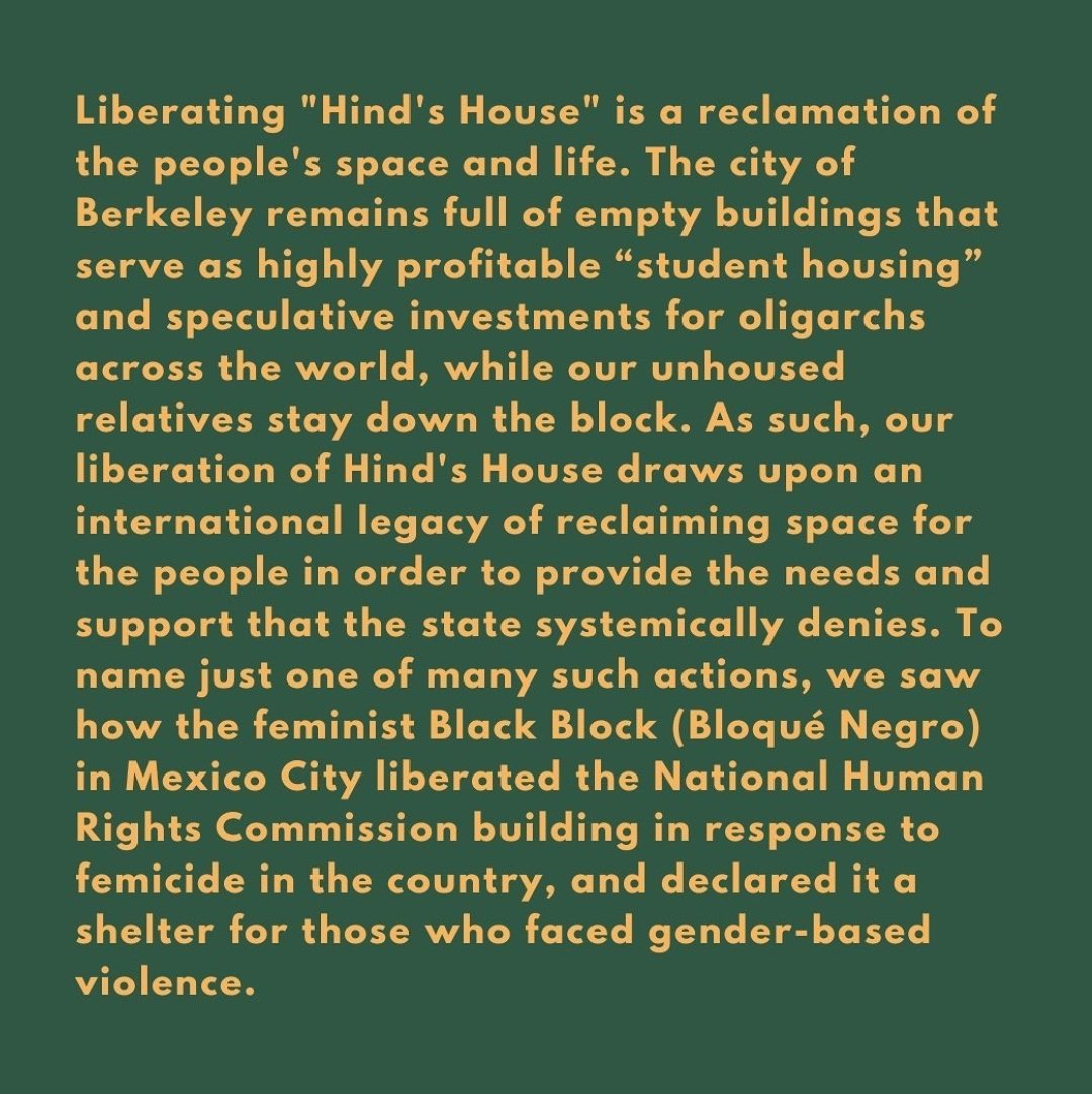 statement on the liberation of Hind's House (via hindshouseforever on ig)🧵 instagram.com/p/C7FGY4sv5Vn/