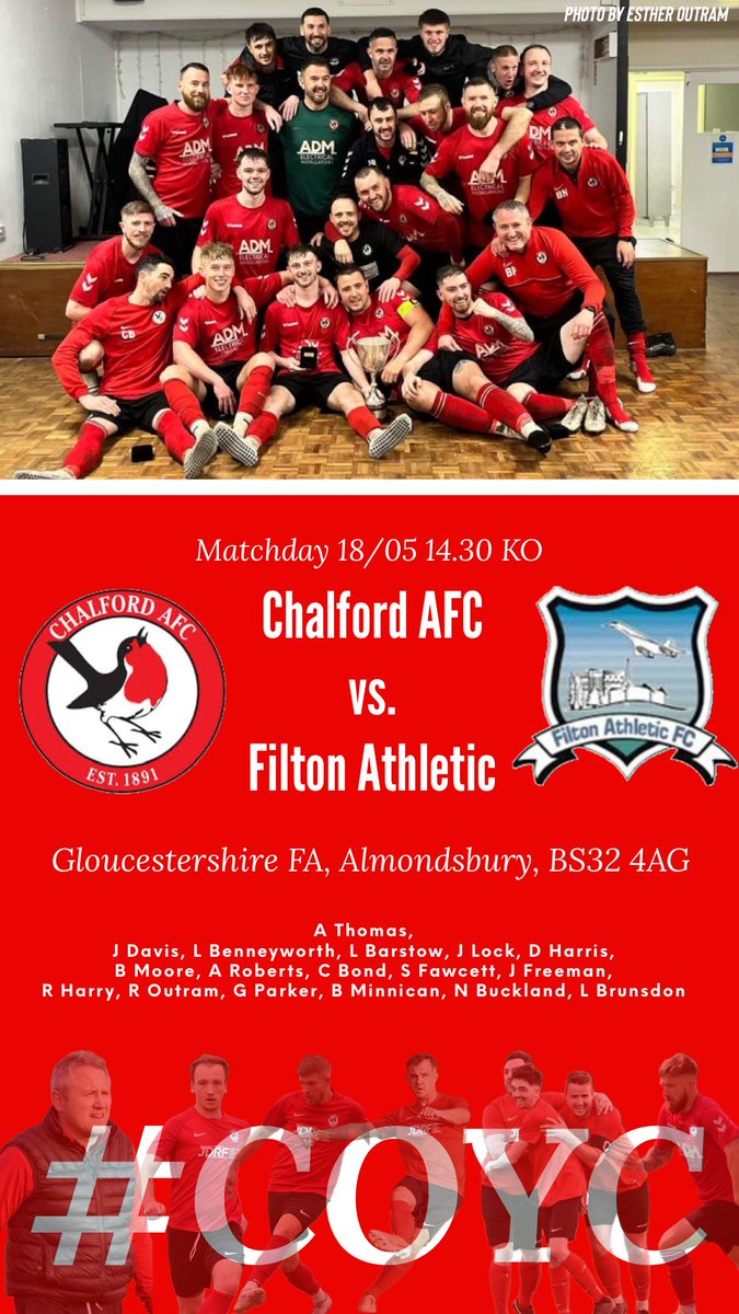 ⚽️: @Chalford_AFC vs. @FiltonAthletic 🏆: @GlosFA County League Qualifier ⏱: 18/05/2024 14.30 KO 📍: Gloucestershire FA, Almondsbury, BS32 4AG #COYC #Chalford