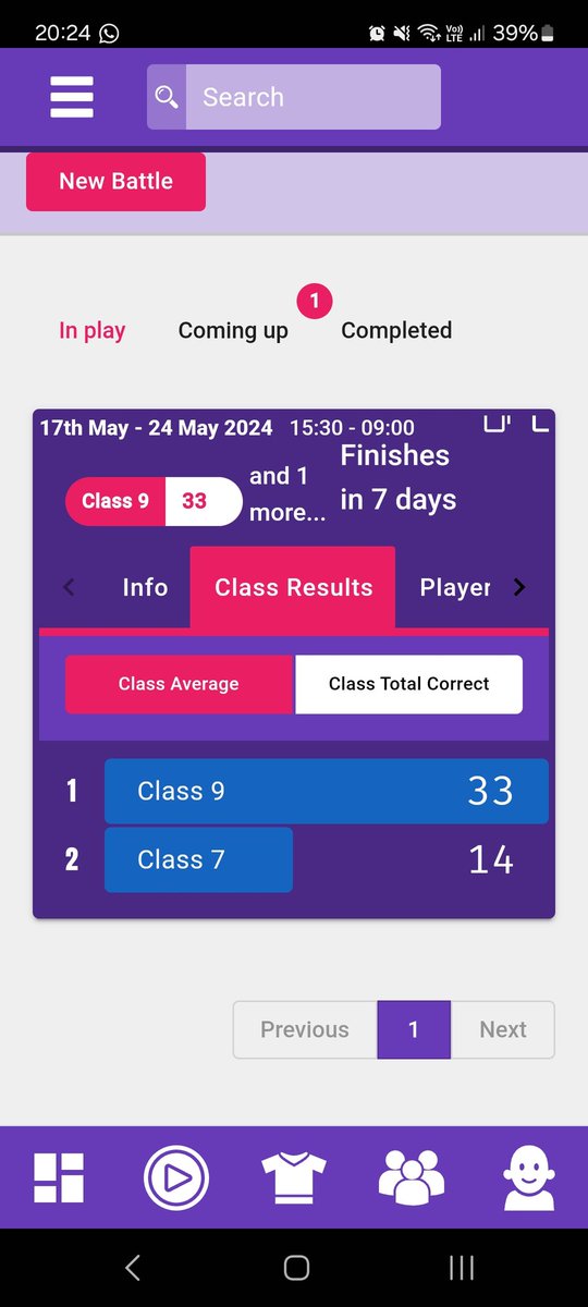 Today, <a href="/mrs_hipwell/">Mrs Hipwell Cl7</a> challenged us to a battle. It will be running until Friday morning. COME ON CLASS 9! <a href="/RedscopeSchool/">Redscope School</a>