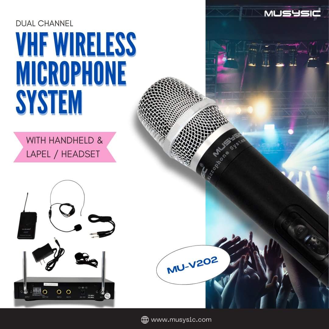 Perform with freedom and clarity using our VHF Wireless Microphone Set.🎤 
Get yours now with free shipping within 48 states!📦
🔗 musysic.com/collections/vh…

#Musysic #professionalaudiosystem #Bluetooth  #speakersystem  #festivemusic #concerts #pasystem #audiomixing #karaoke