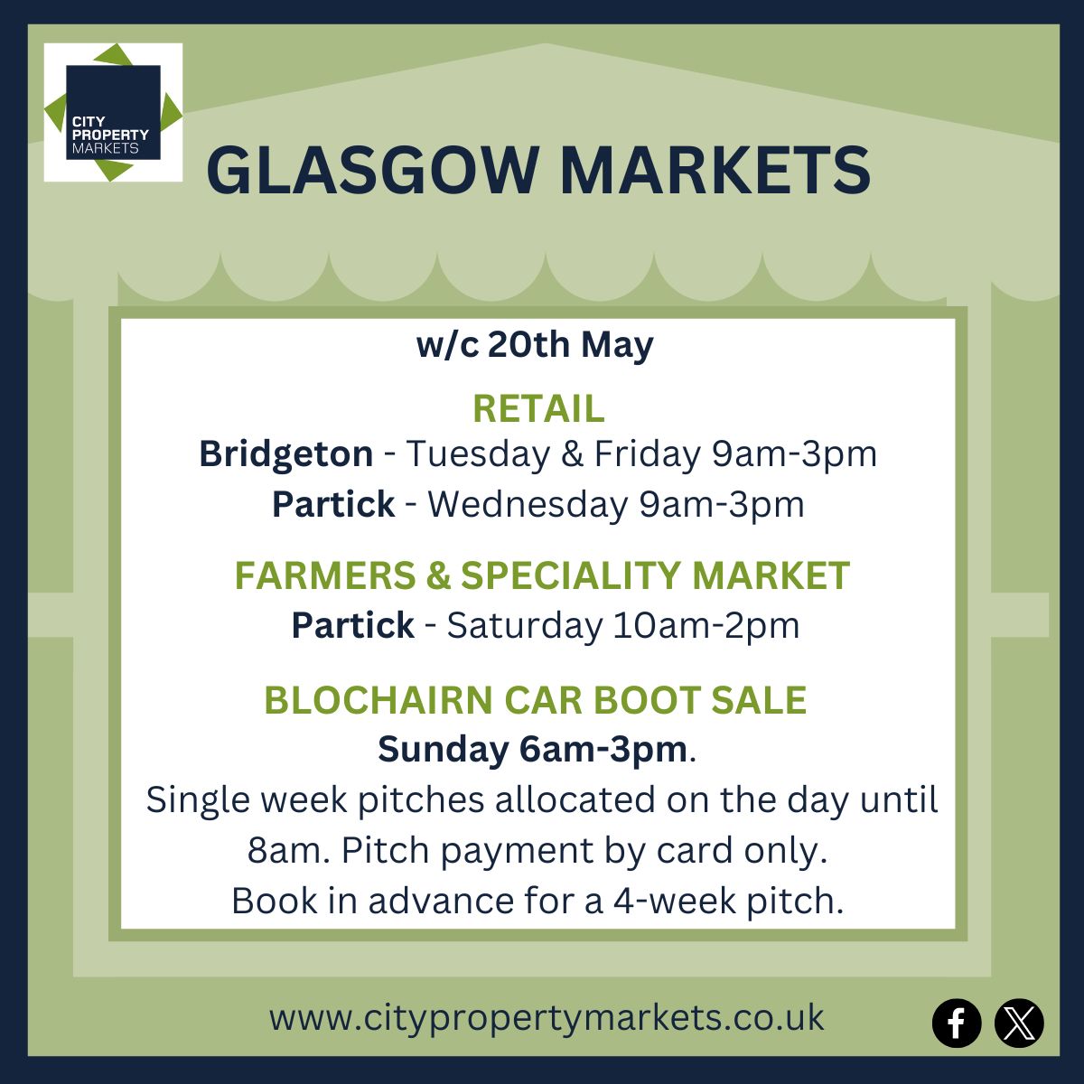 For more details about our Glasgow Markets, see citypropertymarkets.co.uk

#CityPropertyMarkets #GlasgowMarkets #Glasgow #ShopLocal #WhatsOnGlasgow

Details correct at time of publication, but may be subject to change
