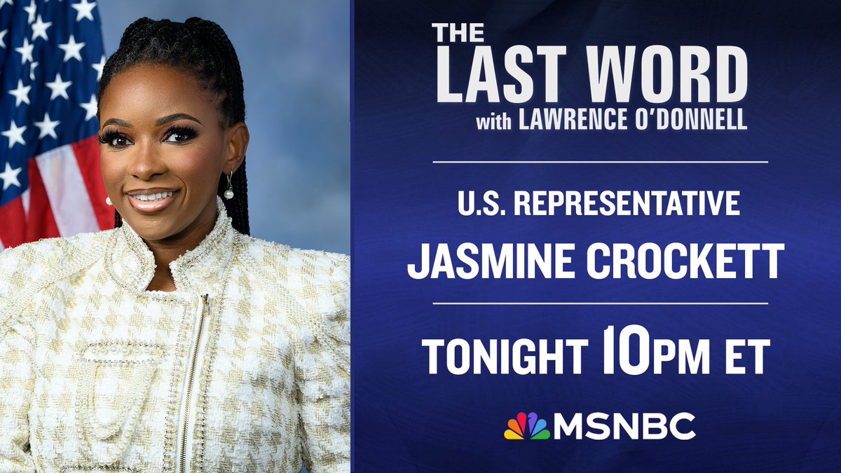 TONIGHT: Congresswoman @JasmineForUS joins @AliVelshi on The #LastWord. Tune in!