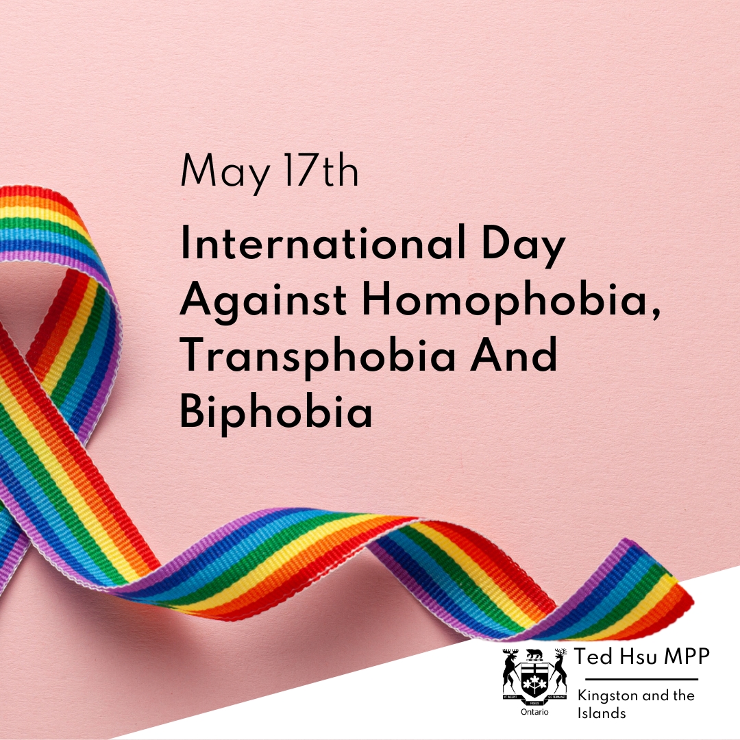 Today, and everyday, we condemn homophobia, transphobia, and biphobia. On May 17th, we recognize the struggles the #2SLGBTQIA+ community has faced, and continue to face. Hate has no place in our society — everyone deserves to live and love in their own way.