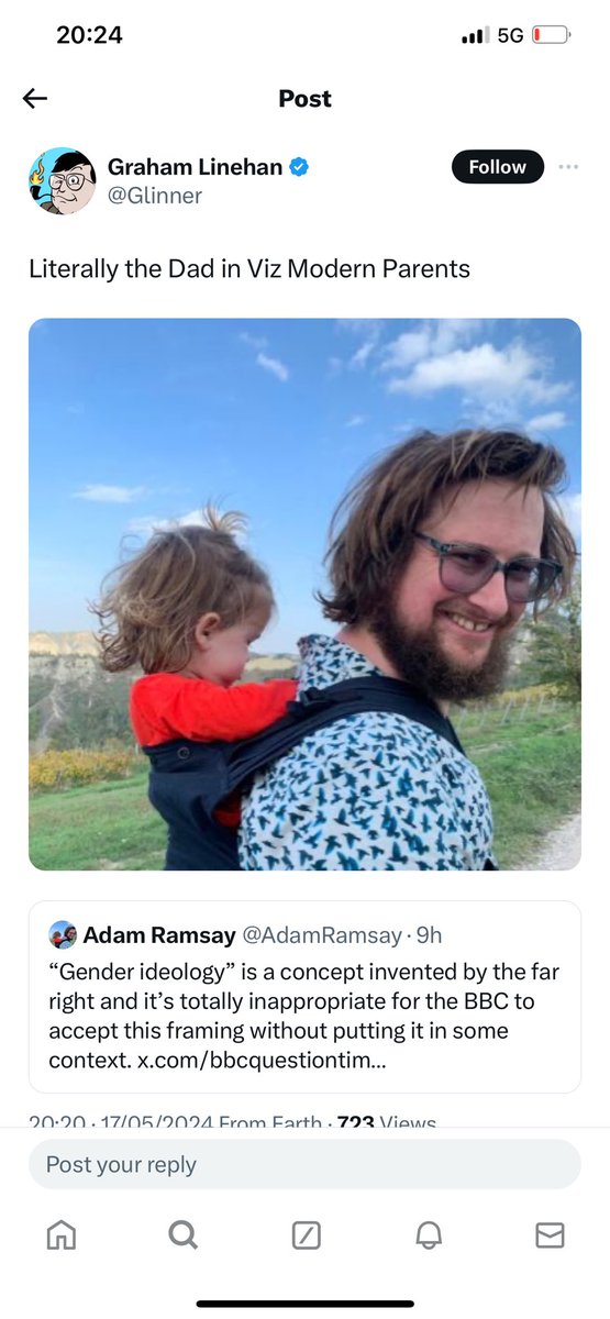 It says something really really sad about the brain worms infecting @Glinner that the best joke he can manage these days is to mock how I looked while on a hike on holiday once.