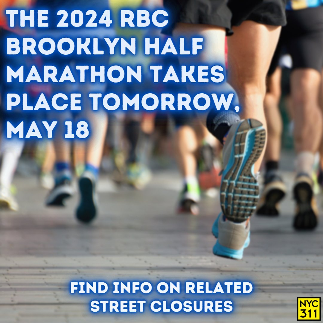 The 2024 RBC Brooklyn Half Marathon is tomorrow, Saturday, May 18. Good luck to all who are participating! 🏃 🏃‍♀️ 🏃 🏃‍♀️ Find information on related street closures by visiting on.nyc.gov/Closures! #RBCBrooklynHalf #NYCEventsBronx #Brooklyn #Manhattan #Queens #StatenIsland