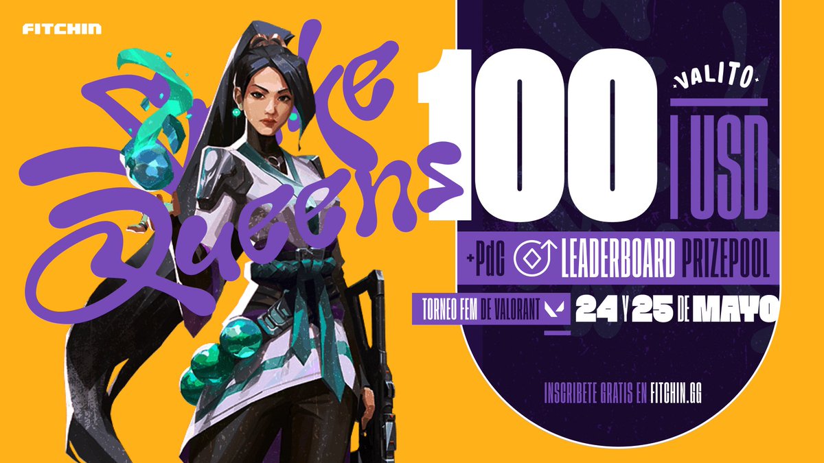 somosvalito's tweet photo. ¡Hola Valitas! Volvimos con una nueva edición de Spike Queens x @fitchinGG y estamos muy emocionadxs de verlas jugar y romperla 👸

¡Este 24 y 25 de Mayo pueden participar por 100 USD 💸 en nuestro torneo femenino!

Ya pueden inscribirse en https://t.co/M9oakKr4dM… 👑 https://t.co/cXaOjcjuVS