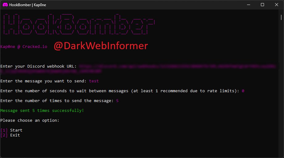 ⚠️HookBomber⚠️is a #Discord Webhook Bomber, that also comes with the source code.

#DarkWeb #Cybersecurity #Security #Cyberattack #Cybercrime #Privacy #Infosec