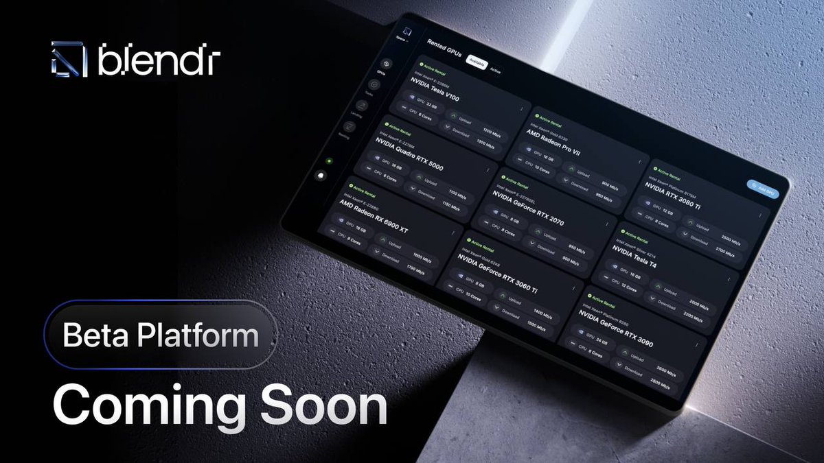 Blendr Beta Platform, Coming Soon 🚀

We are thrilled to announce that the Blendr Beta Platform is set to launch on May 31st, 2024! This platform is specifically designed for GPU owners who want to leverage their devices for computational tasks through a centralized server