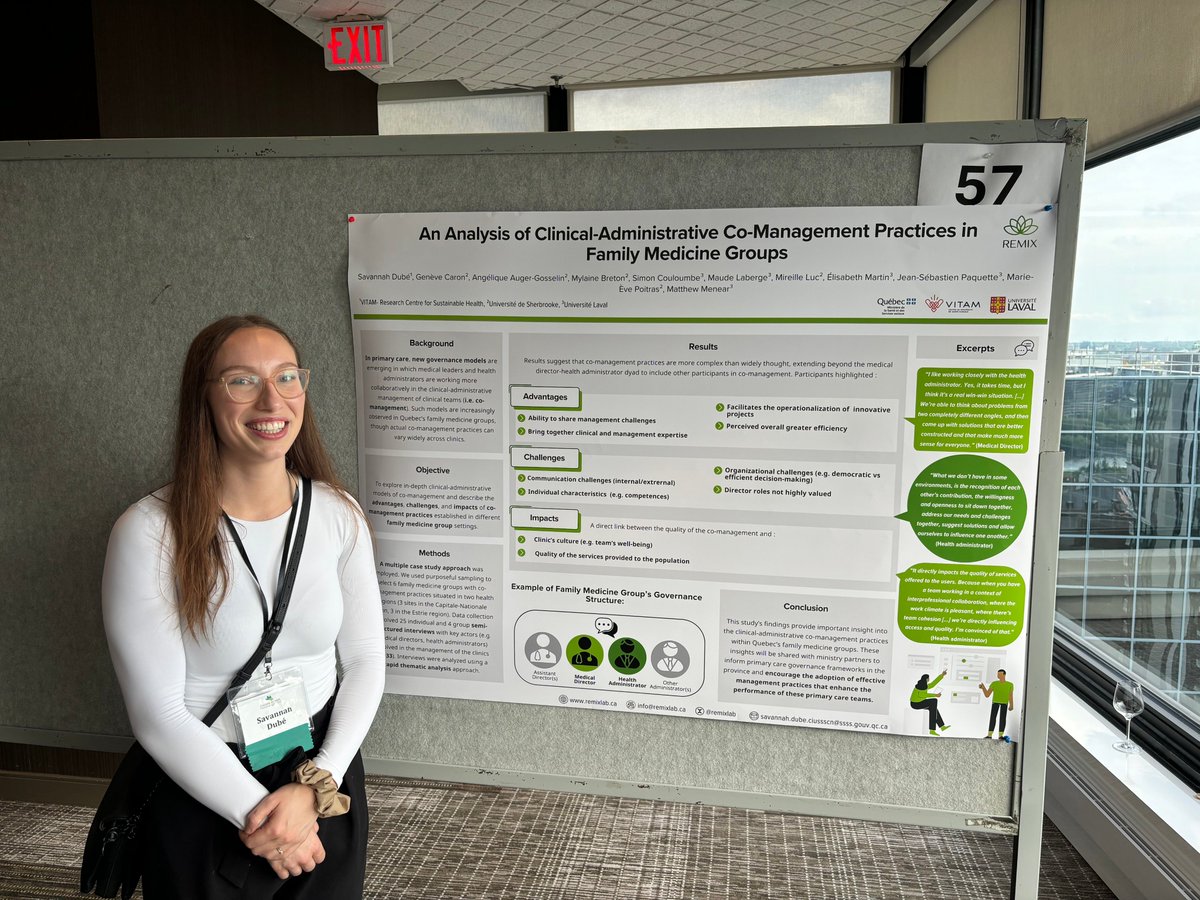 Thanks to Savannah Dubé from the <a href="/RemixLab/">REMIX Lab</a> for presenting preliminary results from our study examining clinical-administrative co-management practices in Quebec primary care settings.

It was a terrific poster session <a href="/CAHSPR/">CAHSPR</a> in Ottawa!