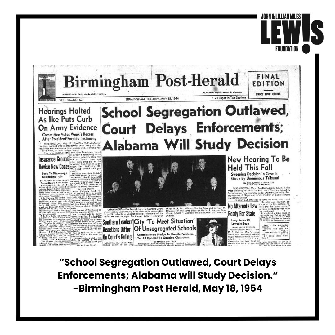 1/2 70 years ago, a 14-year-old John Lewis read about the Supreme Court’s decision in #BrownvBoard. He was excited about the prospect of the end of racial segregation in public schools, but was frustrated when he realized Alabama would not implement it. lapl.org/collections-re…