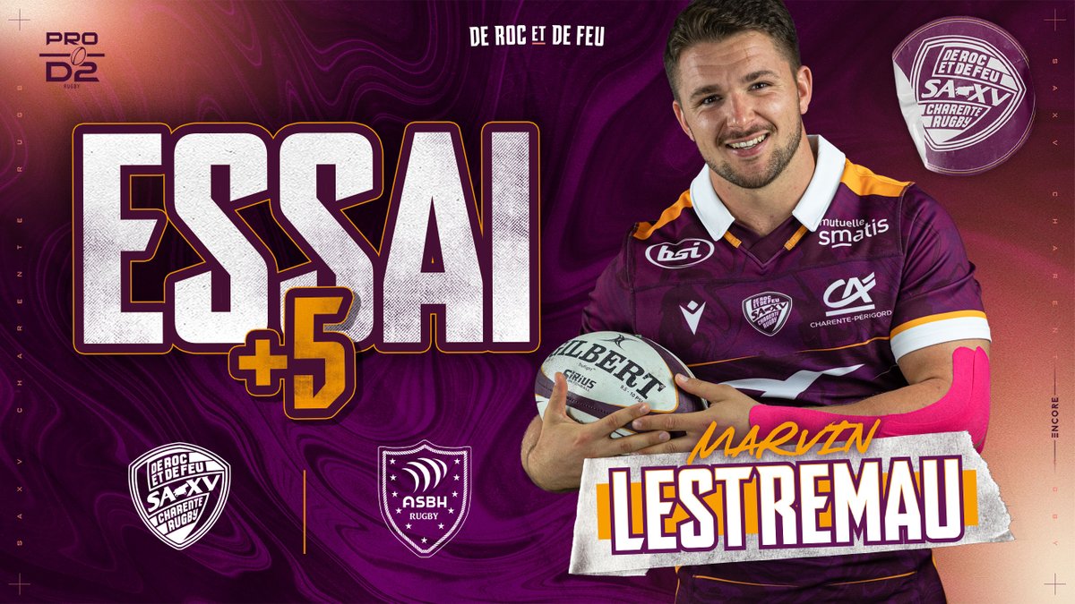 ⏱️ 30' Sur le renvoi en jeu des Biterrois, Martins attaque la ligne et trouve Lestremau qui file à l'essai 🤩 Ben Botica transforme ! SA XV 11-3 ASBH #PROD2 | #SAXVASBH