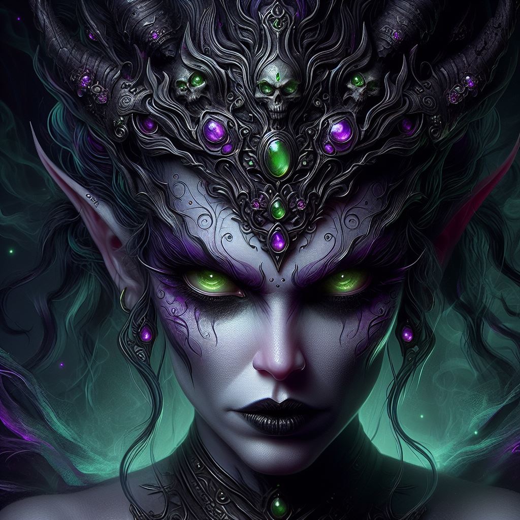 ✨💚💜Dark Elf Queen💚💜✨ #aiart #aiartwork #digitalart #fantasyart #darkart