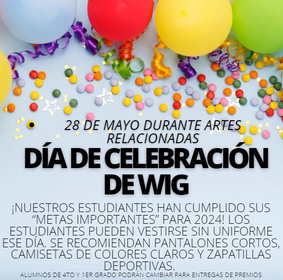 Mark your calendars and pick out your athletic attire for WIG Celebration Day!