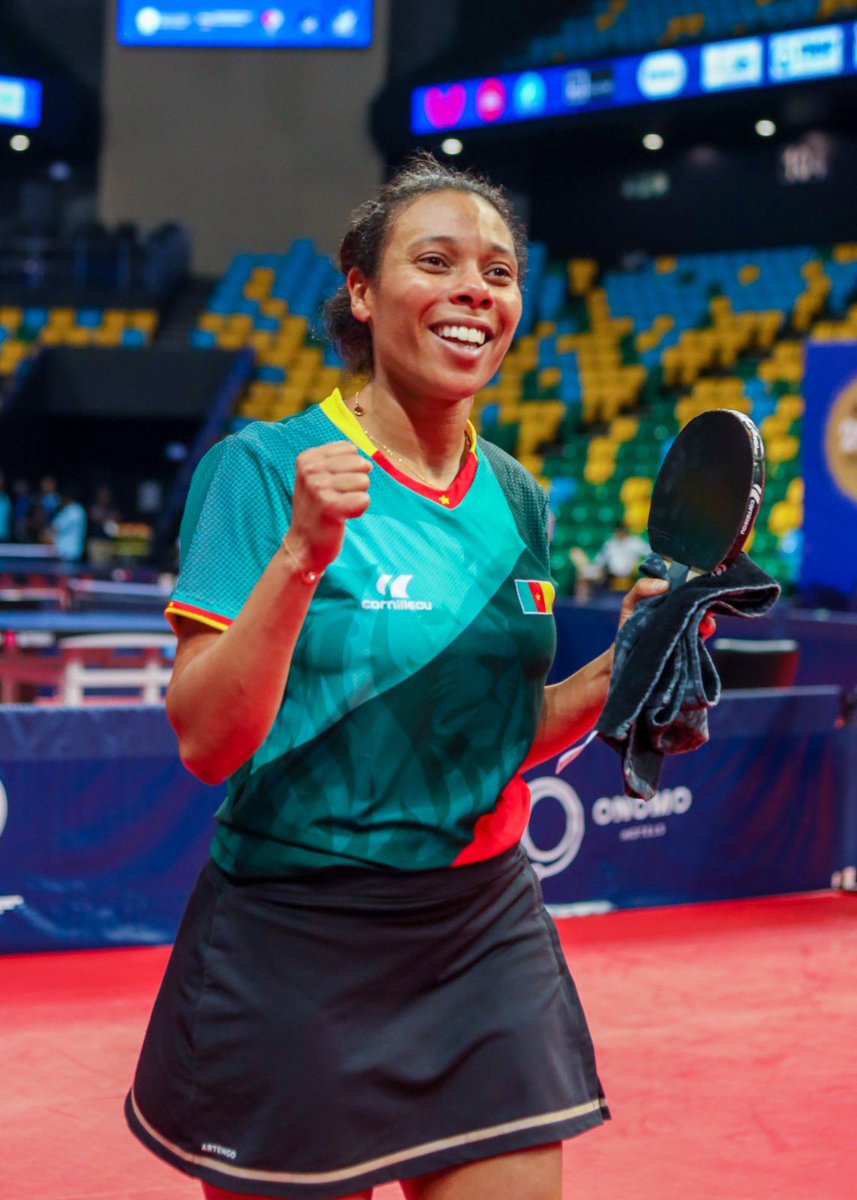 PHOTOS: Cameroon’s Sarah Hanffou books ticket to Paris Olympics after beating Nigeria’s Bello Fatimo in the women’s ITTF-Africa Olympic qualifier at BK Arena on Friday. #Paris2024
