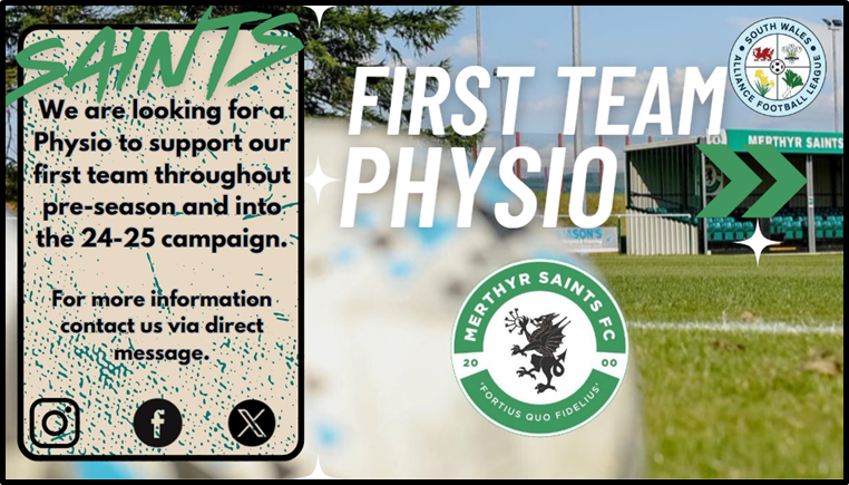 📣 With our pre-season schedule filling up nicely, we're now on the lookout for a Physio to support our first team squad. 

If you'd like to find out more about what the role includes, please get in touch with the club via DM. 👇