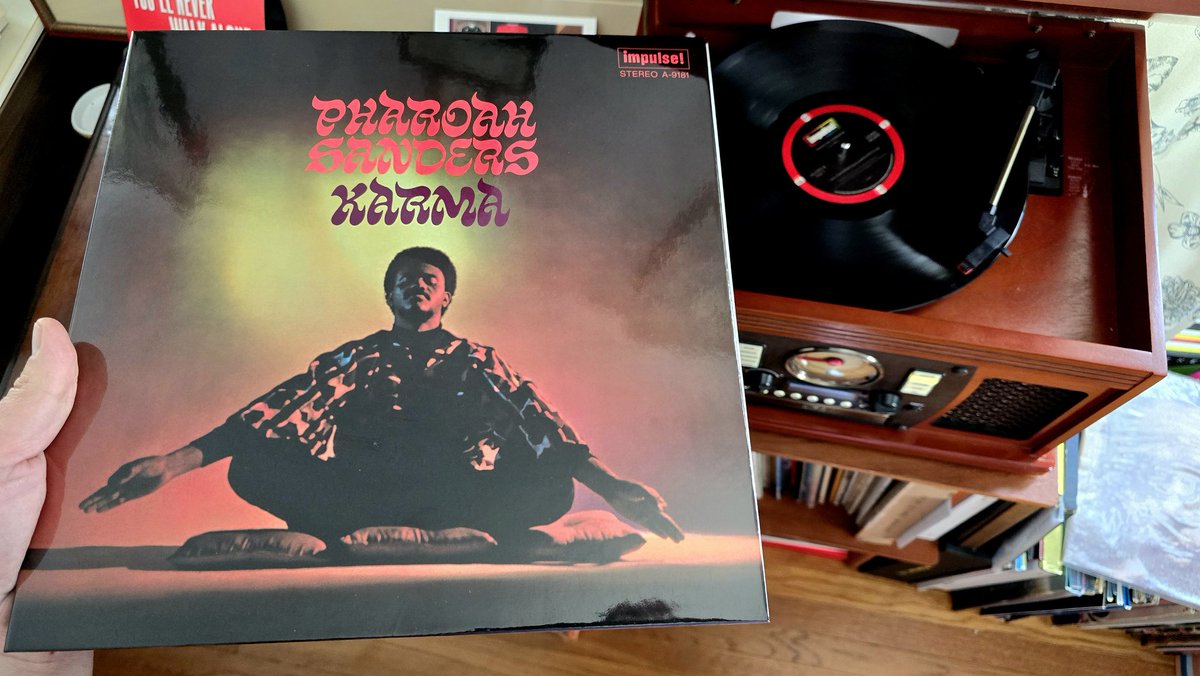 Now spinning, after starting the week in Paris & seeing @taylorswift13 close her show with her song 'Karma':

I'm starting the weekend back in Boston with Karma (1969), a free jazz classic by #PharoahSanders. Both this & stadium pop are dear to my heart because music is THE BEST.