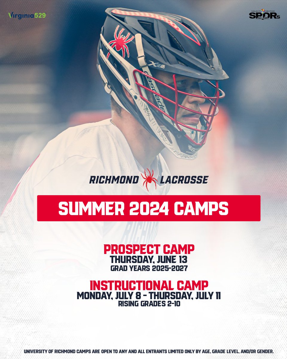 Summer is right around the corner and it's almost time for camp season!☀️⛱️🥍

Come sharpen your skills and grow your game with us!  

🔗 spides.us/3aEX2ii 

#OneRichmond