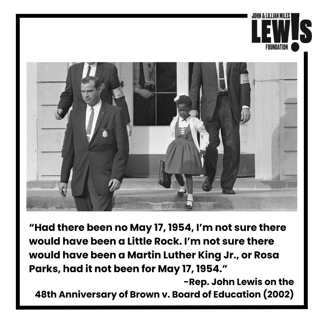 2/2 In 2002, at a ceremony commemorating the 48th anniversary of #BrownvBoard at Topeka’s First United Methodist Church, Congressman John Lewis said, “Had there been no May 17, 1954, I’m not sure there would have been a Little Rock. I’m not sure there would have been a Martin