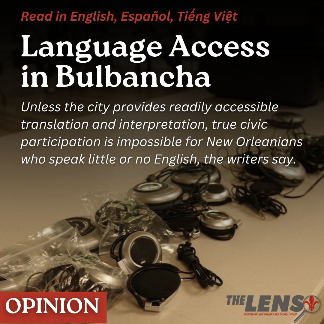 TheLensNOLA's tweet image. #OPINION The contributions of Vietnamese and Latin American residents in New Orleans are significant but underrepresented in city communications and politics. A pilot Language Access Program could change that.

✍: M.G. Olson and Rocio Aguilar

📰: buff.ly/3QR4b1g