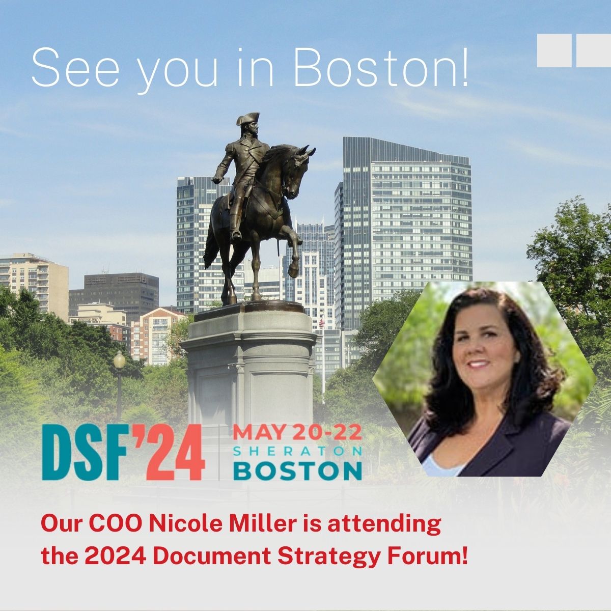 Our COO Nicole Miller will be in Boston next week attending the 2024 Document Strategy Forum! She is looking forward to meeting and engaging with others focused on customer communications and experience management. Make sure to catch up with her there! #DSF2024 #CCM #CXM