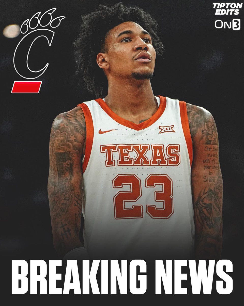 BREAKING: Texas transfer forward Dillon Mitchell, a former 5⭐️ recruit, has committed to Cincinnati, he tells @On3sports. The 6-8 sophomore also considered Miami, Auburn, among others. Averaged 9.6 points and 7.5 rebounds per game this season. on3.com/college/cincin…