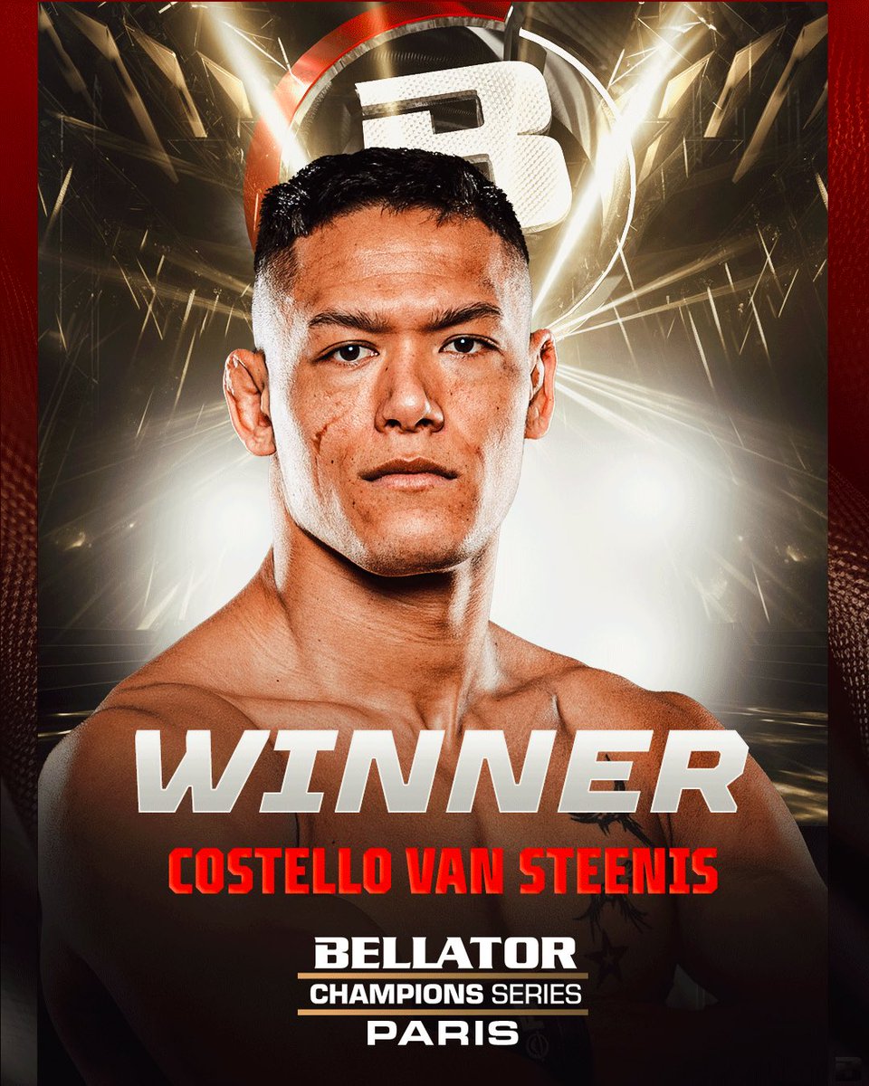IMPRESSIVE PERFORMANCE! 🇪🇸 Costello Van Steenis snaps the win streak of Gregory Babene after putting him out cold with a Von Flue choke and becomes the Middleweight Number One Contender! #BellatorParis | LIVE NOW 🇺🇸 Live on MAX 🇫🇷 Live on DAZN 📺 Bellator.com/watch