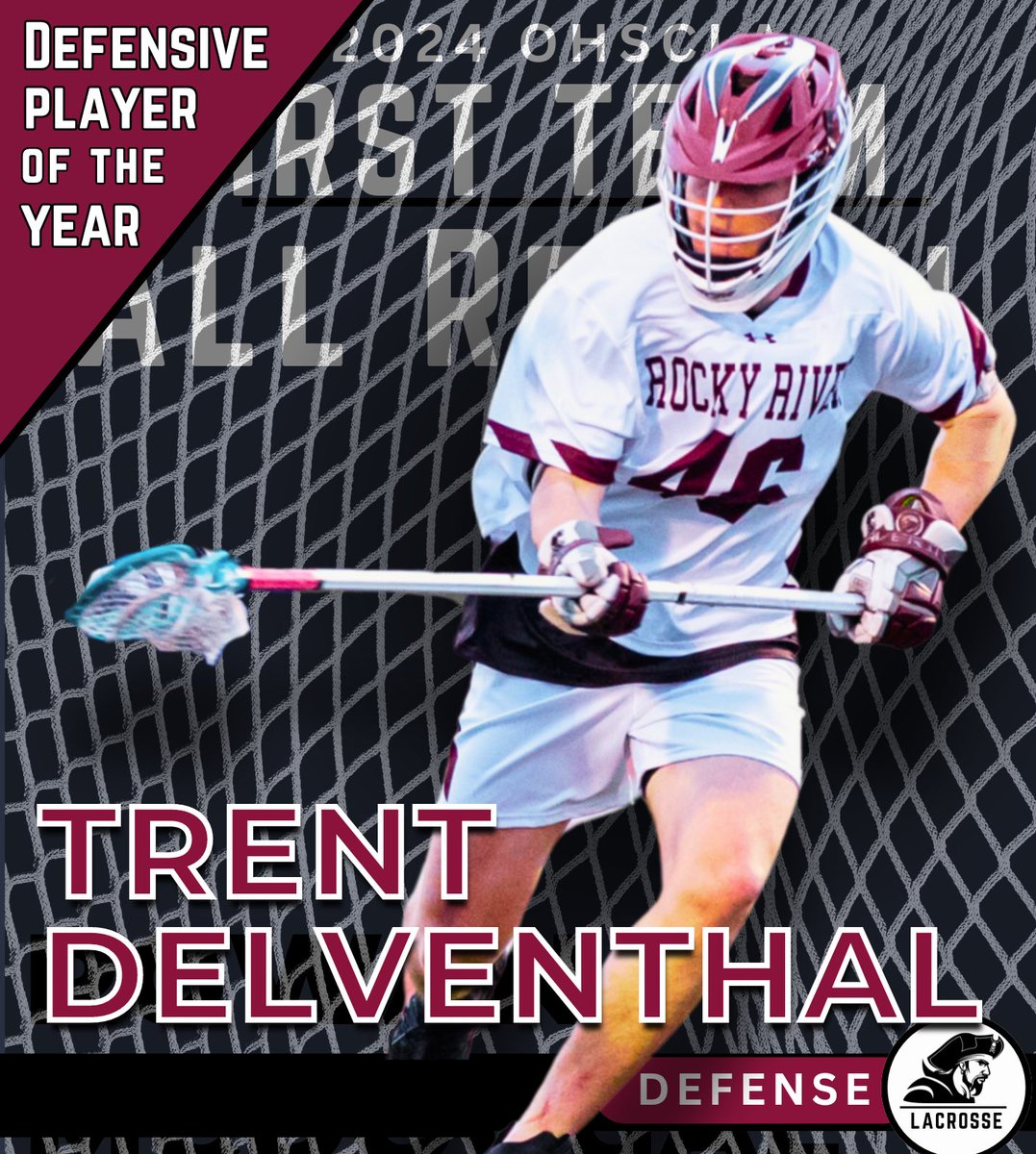 Congratulations Class of 2024 Defenseman Trent Delventhal as being named First Team All Region & The Region Defensive Player of the Year!