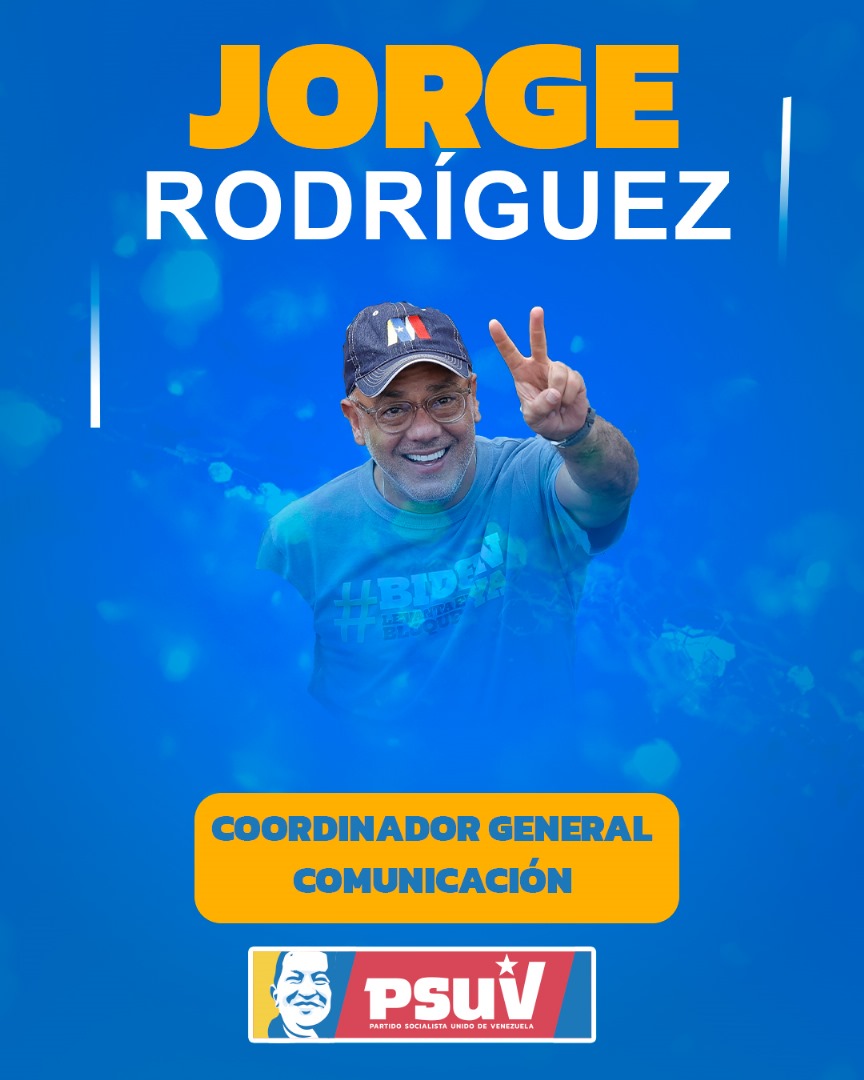 #ENTÉRATE Jorge Rodríguez, designado coordinador general y responsable del equipo de Comunicación del comando de campaña del presidente y candidato @NicolasMaduro

#VenezuelaNuestra 
@jorgerpsuv