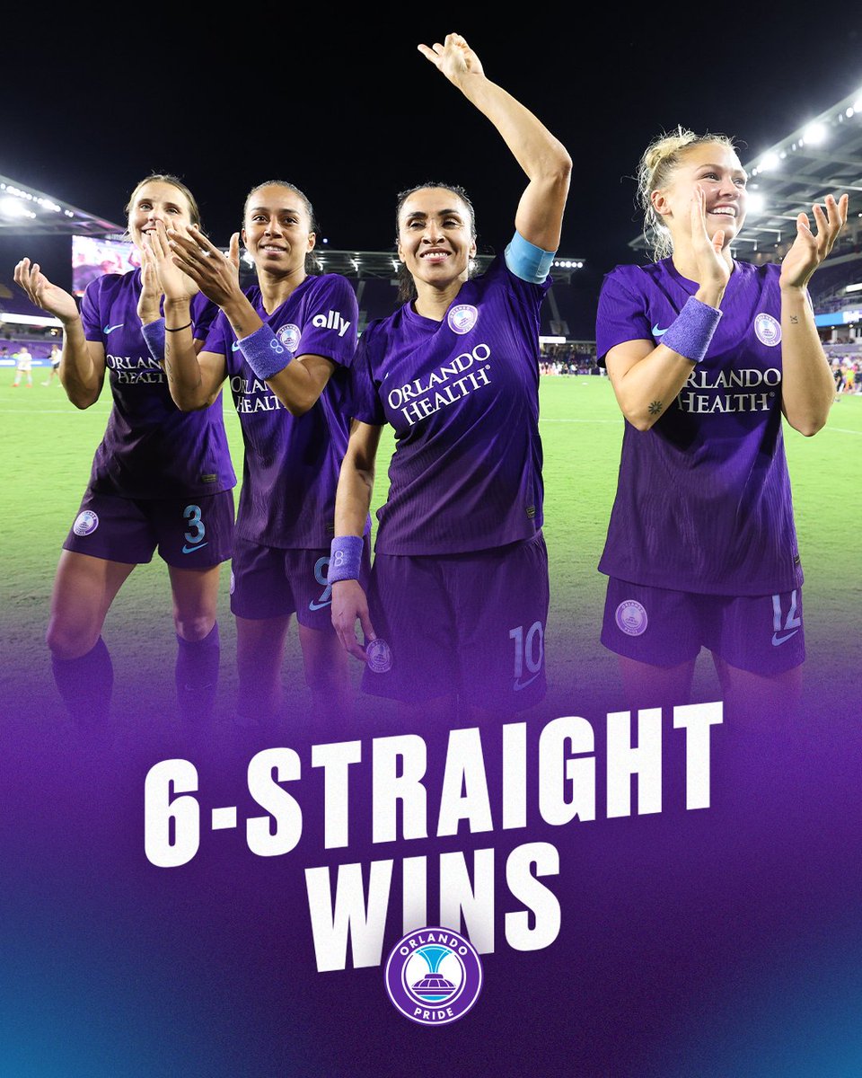 W W W W W W 🔥 The @ORLPride are on a six-game win streak after starting the season with three draws. A win in WK9 would tie the league record for consecutive regular-season wins (7 – Seattle Reign, 2014).
