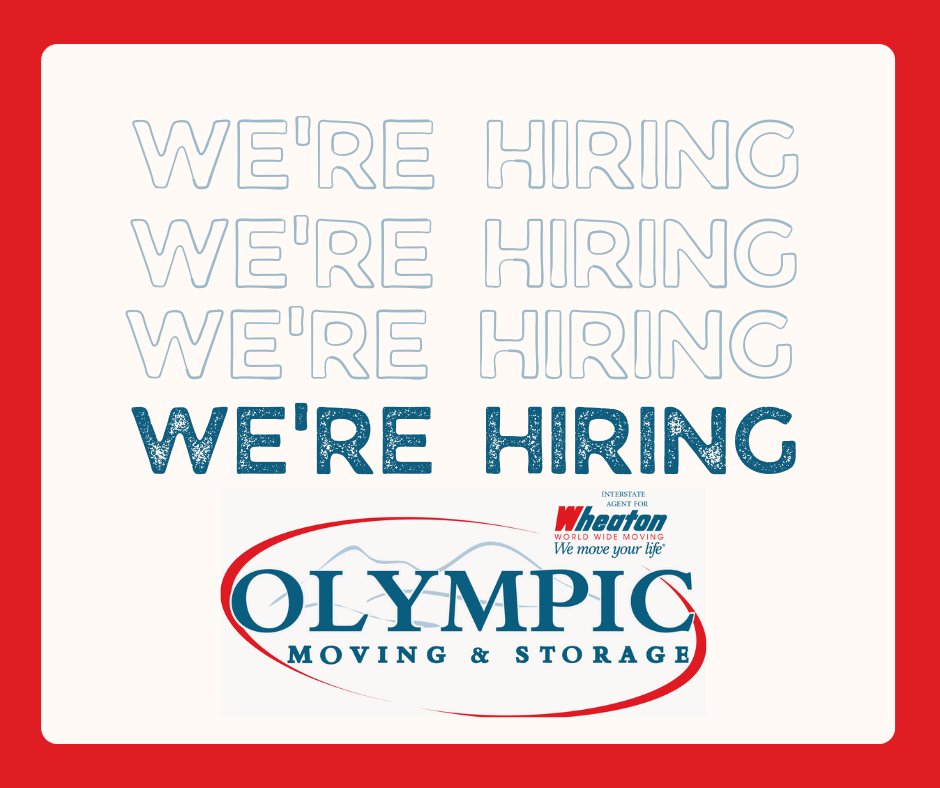Olympic_Moving's tweet photo. 📣‼️ We need summer helpers (age 16+), at all of our WA locations.  We are seeking Packers/Material Handlers to join our team. No experience needed! Day shift, part-time, M-F &amp; weekends as needed. Email Beverly (BDalbeck@OlympicBekinsNW.com) for more information. https://t.co/jQbkP1sARl