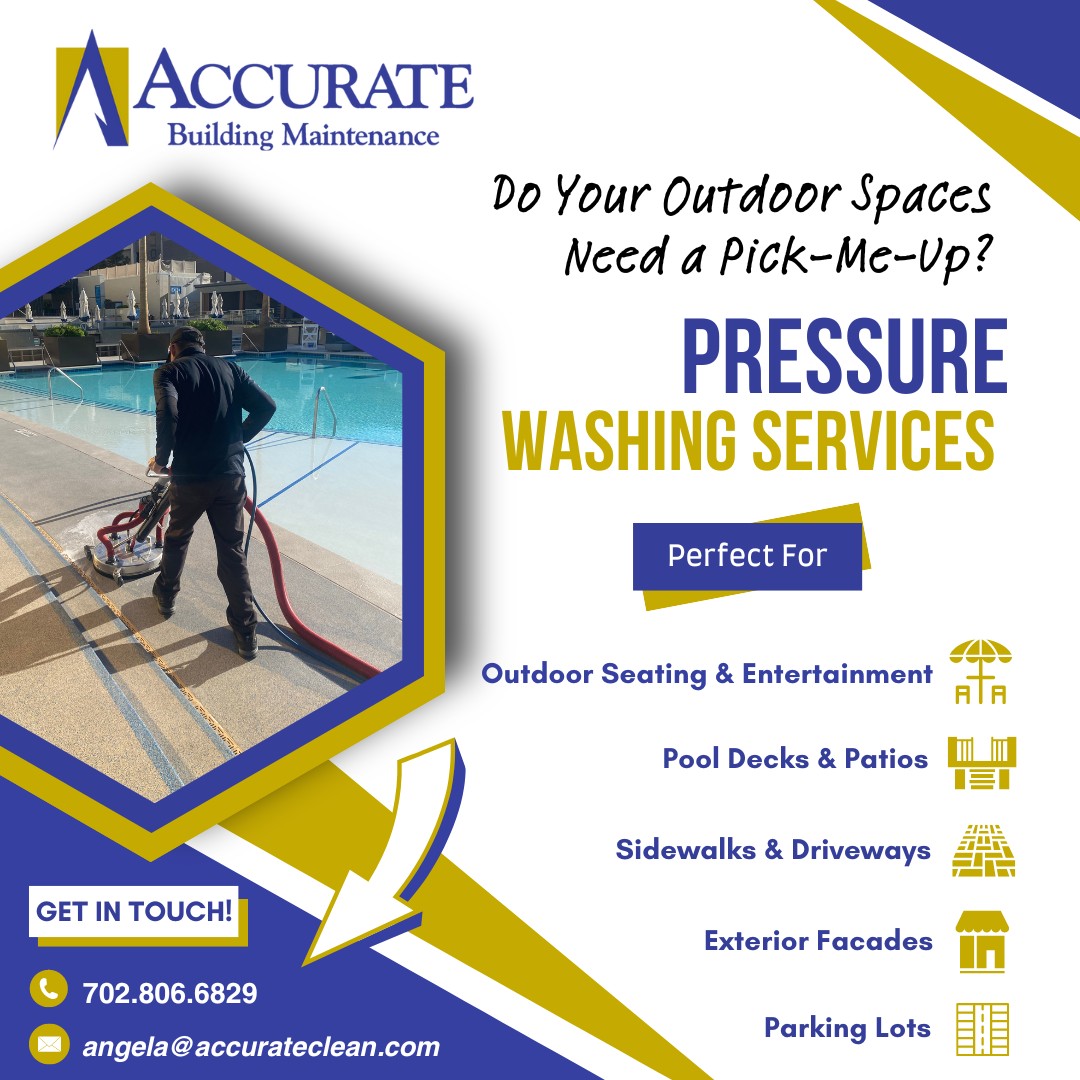 🌞 Hey #LasVegas #PropertyManagers! Is your pool deck or patio looking dull?💦 Summer is here! Elevate #CurbAppeal and create inviting outdoor spaces for visitors and residents alike with our pro #PressureWashing services. 

#HOA #FacilityManagers #PowerWashing #PatioCleaning