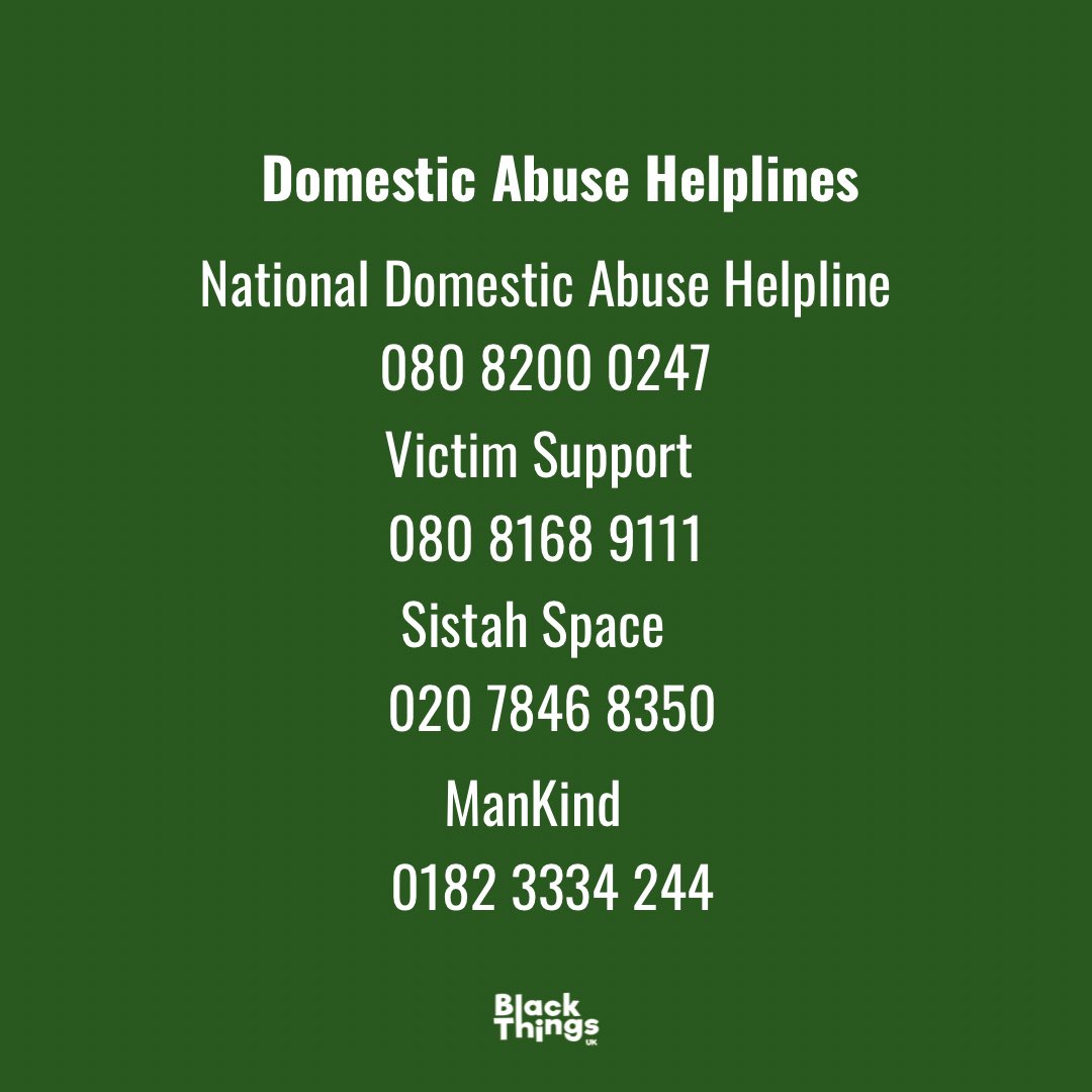 Domestic Abuse Helplines Following the video circulated today, please share the image below, as you never know who might need help.