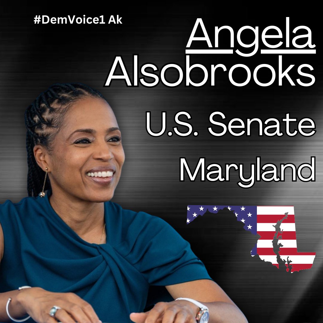 Angela Alsobrooks is a life-long Marylander running for the U.S. Senate! @AlsobrooksForMD is a true Democratic candidate, running on job creation, improving healthcare, and securing an excellent education for our children. Donate, support and vote blue in 2024! #DemVoice1