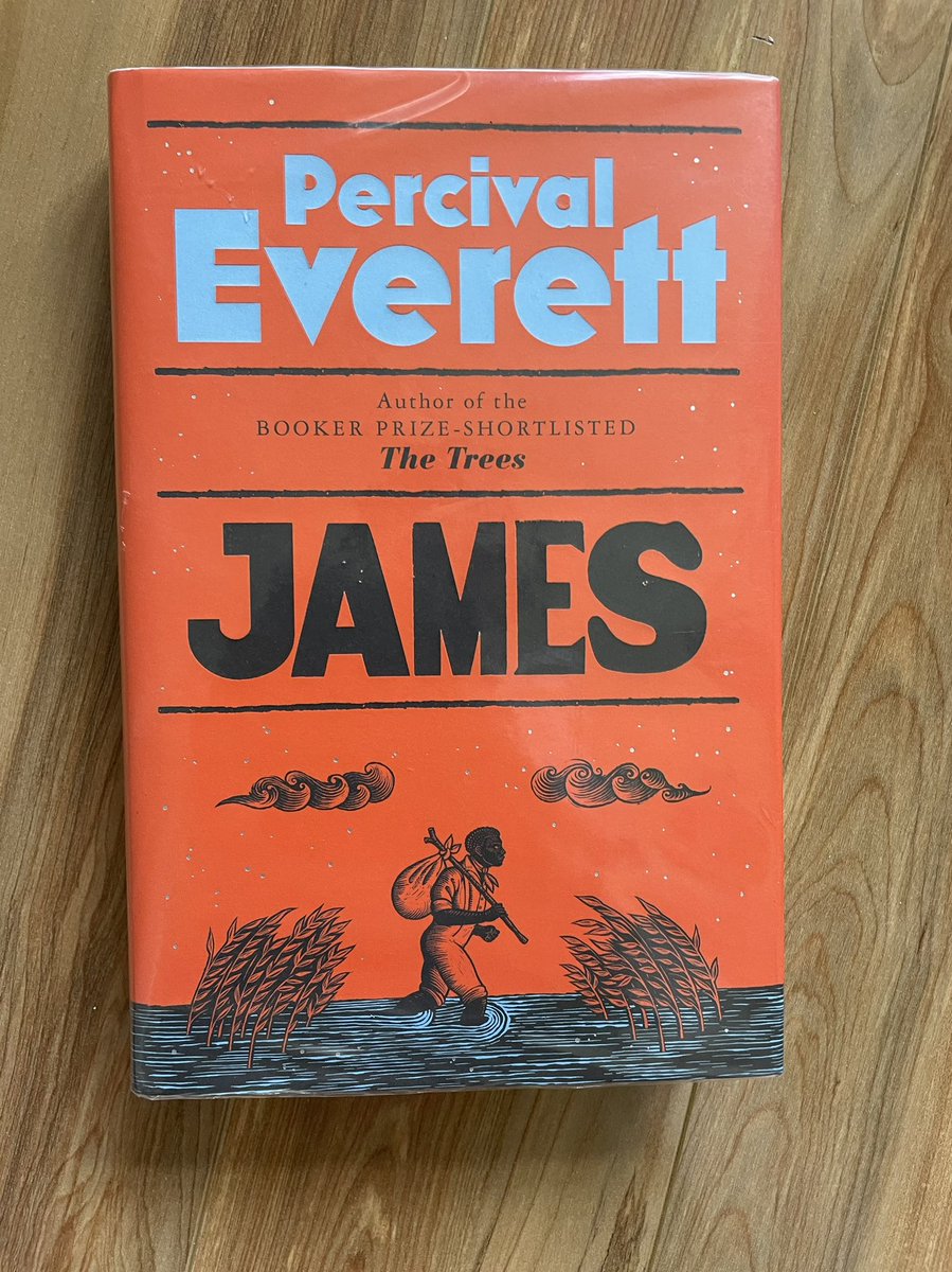 Finished reading JAMES by @PercivalEverett and it is required reading. Clever, funny and unflinching in its depiction of the horrors of slavery. (This particular James is a slave and Huckleberry Finn’s friend, and their adventures are told through his eyes. )