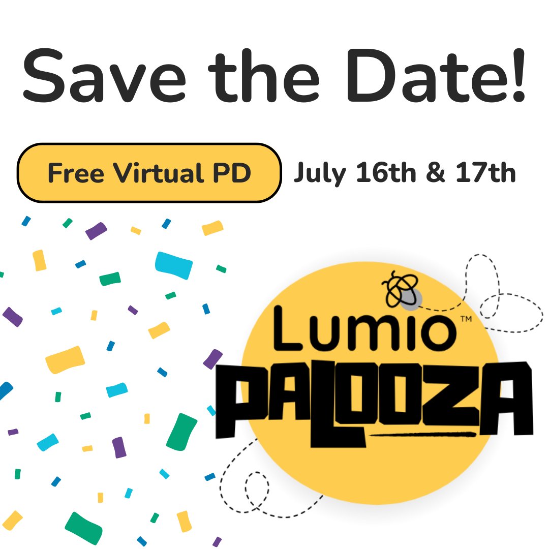 Light Up Learning at our summer PD event: #LumioPalooza! 🎉 Join us for two jam-packed days in July to earn PD hours with fun, interactive virtual sessions led by educators just like you. Save the date and register here: bit.ly/3wxraaN #GoLumio #SummerPD