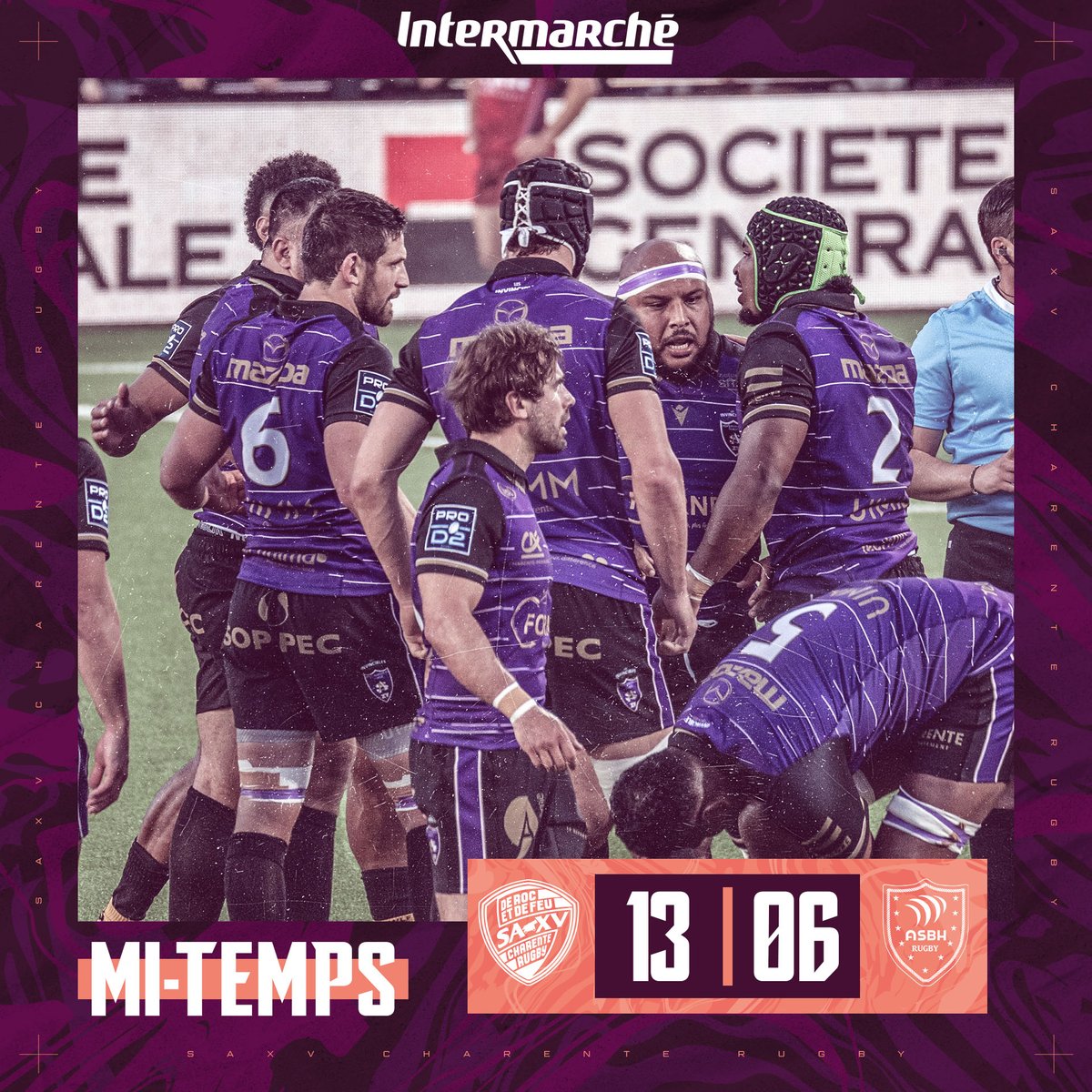 𝗠𝗶-𝘁𝗲𝗺𝗽𝘀 𝗮̀ 𝗖𝗵𝗮𝗻𝘇𝘆 ! ⏸️ Nos joueurs sont devant à la mi-temps ! Allez les gars ! #PROD2 | #SAXVASBH