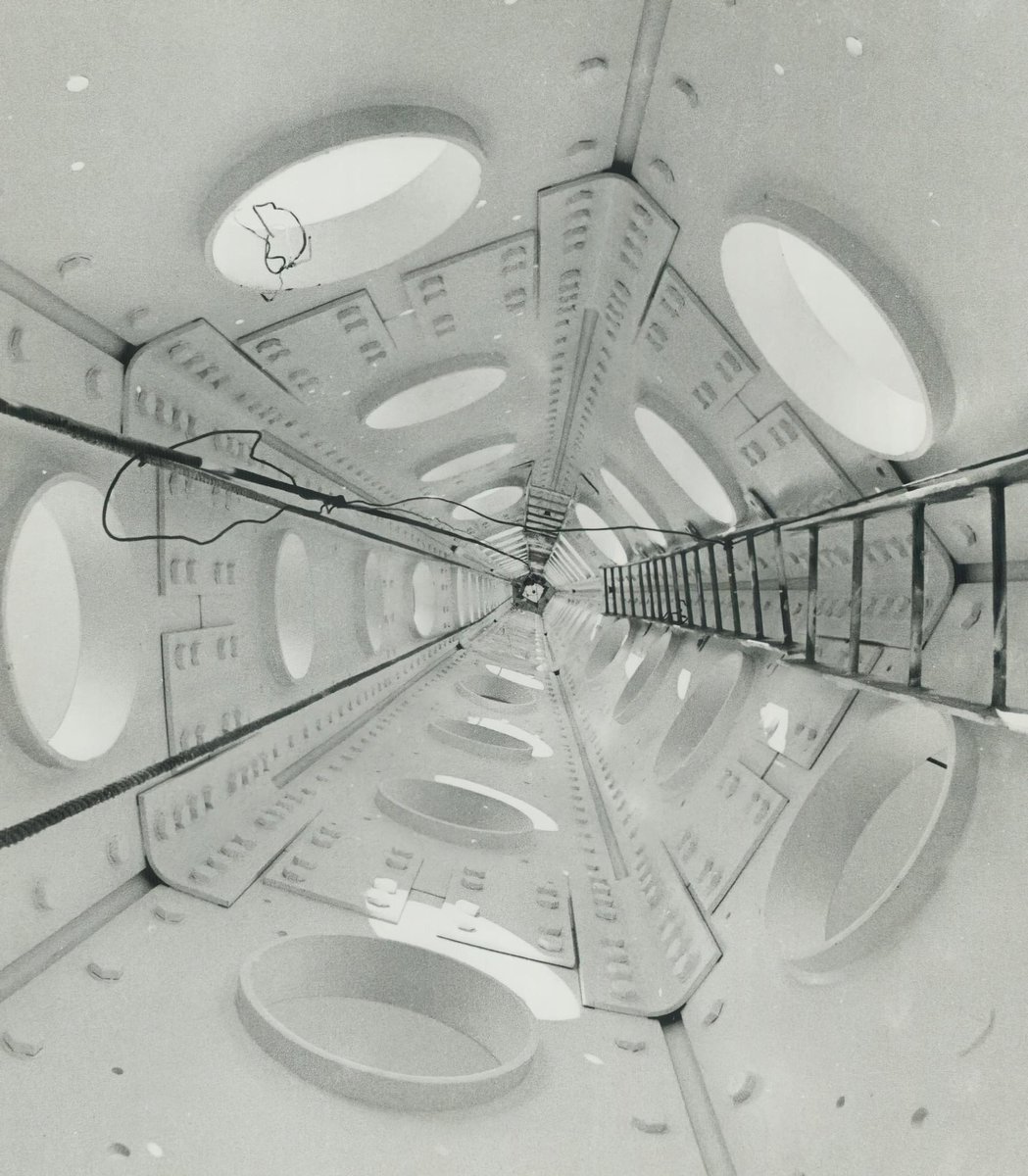 Interior shaft of the CN Tower, J. Andrews, W. Zerafa, M. Housden, E.R. Baldwin, Toronto, Canada, 1976. #architecture #archinerds