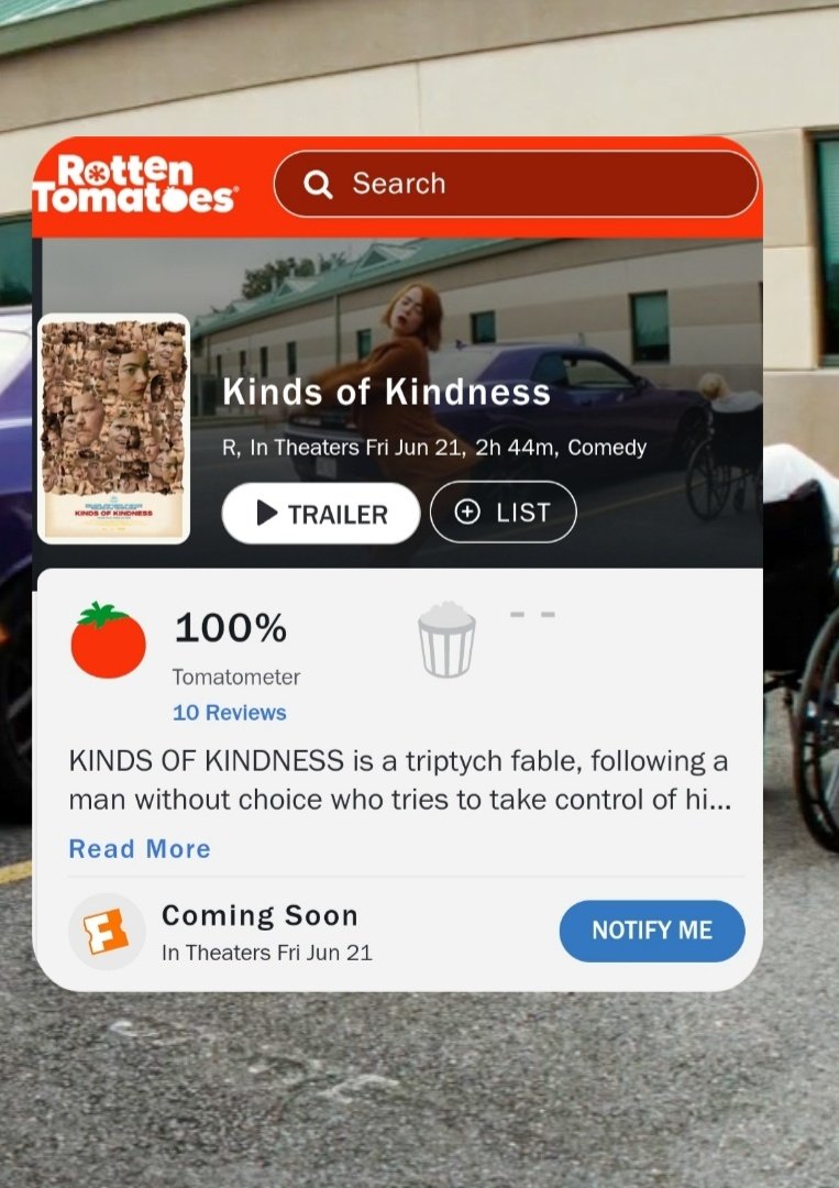 Kinds of Kindness, Rotten Tomatoes açılışını %100 ile yaptı.