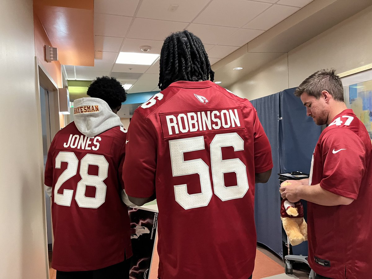 The @AZCardinals are in the building. Darius Robinson (@Darius6Robinson), Marvin Harrison Jr. (@MarvHarrisonJr), and the other #AZCardinals rookies are at the Phoenix Children’s Hospital visiting with the kids. 
More to come on azcardinals.com