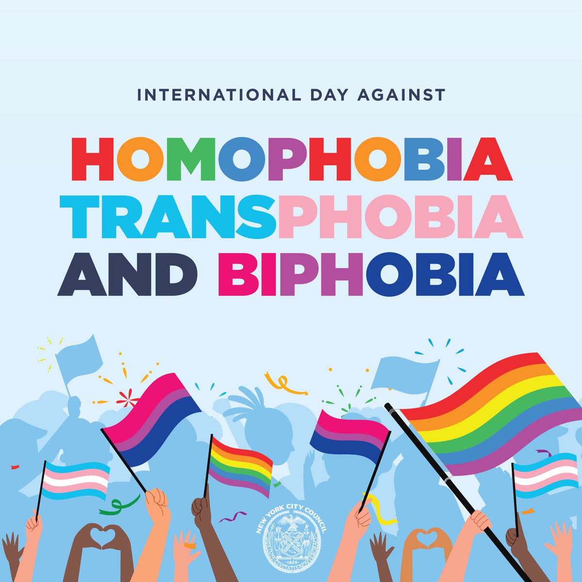New York City is for everyone. On International Day Against Homophobia, Transphobia, and Biphobia, we stand in solidarity with LGBTQIA+ New Yorkers and recommit ourselves to ensuring that NYC remains an inclusive city for all! #IDAHOTB