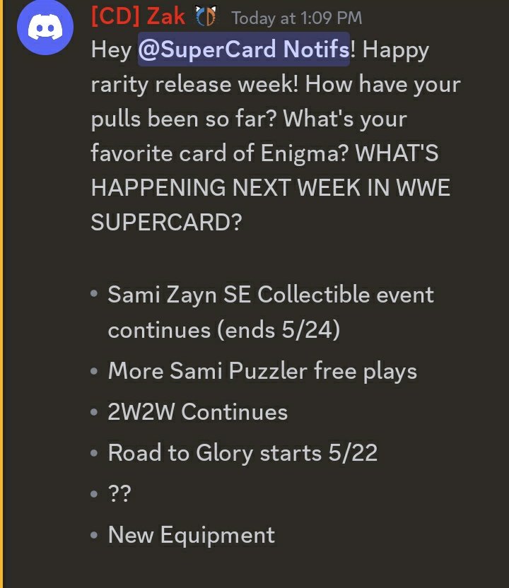In Zak's post about the next week in #WWESuperCard, he teased something... '??' 🤔