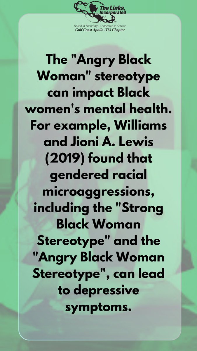 Mental health awareness for Blk women looks like recognizing &amp; validating healthy responses to microagressions that we constantly endure- especially at work. Shout  if you agree that mental health wellness is rejecting harmful troupes! 
#GCACLinks  #LinksInc #MentalHealthMonth