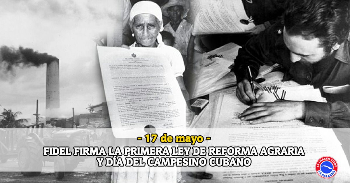 Firma de la Primera Ley de Reforma Agraria en La Plata, Sierra Maestra. Al fin la tierra pasaba a manos de los que la trabajaban. #GraciasFidel