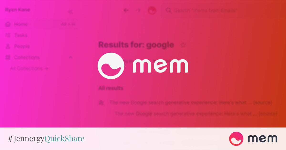 #JennergyQuickShare — Better notes and reduced digital clutter with Mem, check it how: jennergy.com/quickshare/mem/
#jennergy #ai #aitools #notes #meetings #organized #productivity #creativity