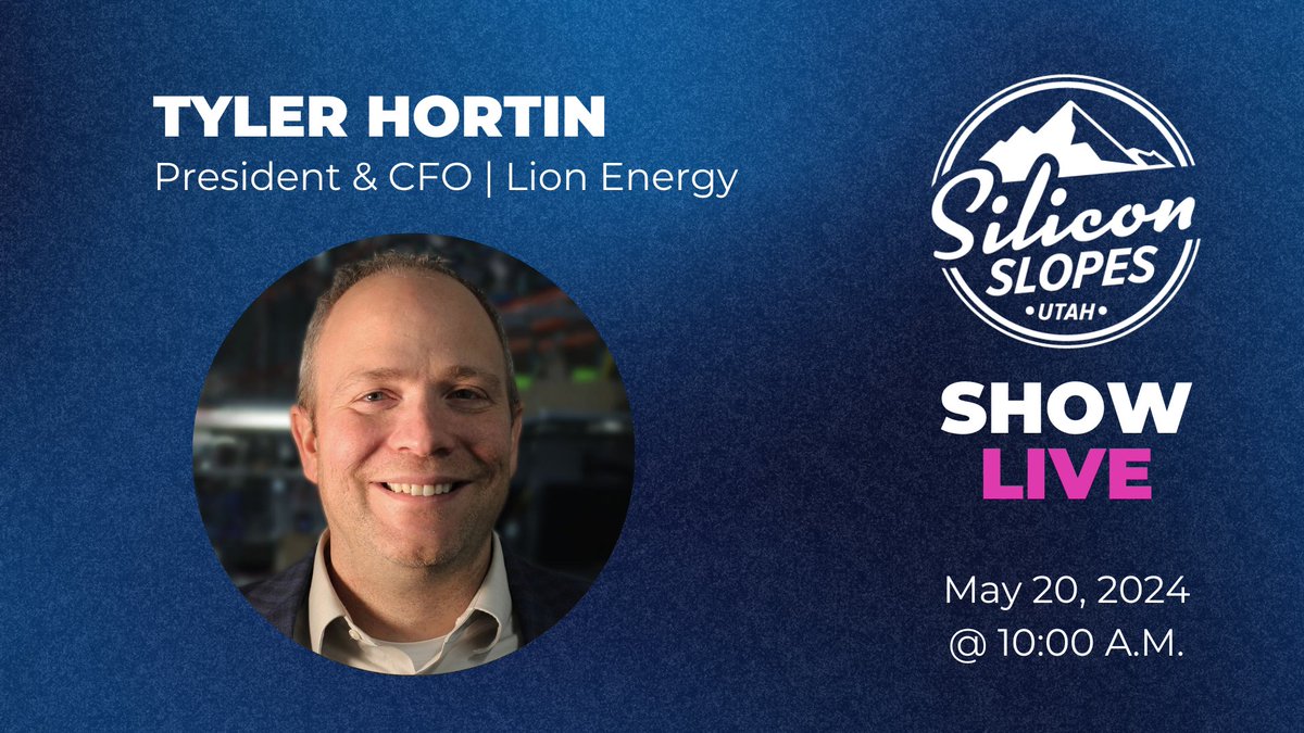 Monday at 10:00 A.M., Tyler Hortin, President & CFO of Lion Energy, will be on the Silicon Slopes Show Live. Tune in on LinkedIn, Twitter (X), or the Silicon Slopes app. More info here: slopes.live/3OqSTzE