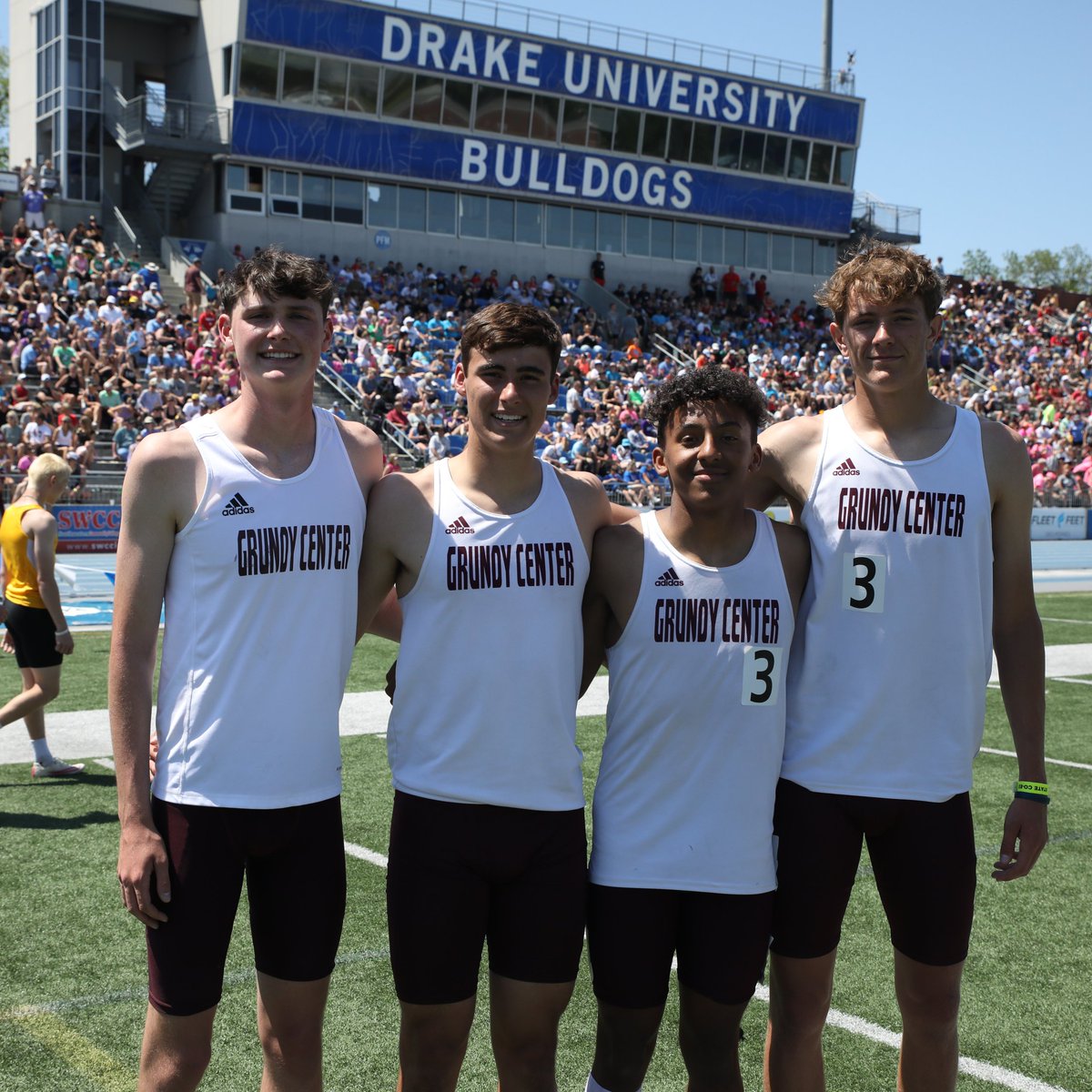 On to the finals! Grundy Center 4x400 of Brayden Wallis, Brody Zinkula, Brayden Wallis, Tate Jirovsky are on to tomorrow's finals with a PR of 3.26.95 #iahstrk