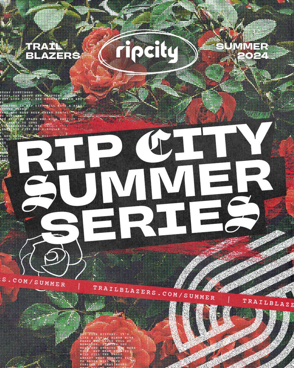 The Rip City Summer Series is BACK! 🌹 Get ready for another summer filled with unity in our community as we hit the streets all summer long. Learn More: nba.com/blazers/summer