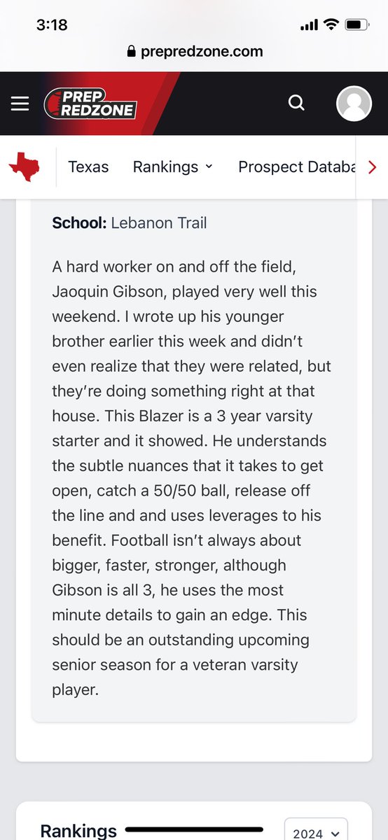 I’d like to thank Prep Red Zone for putting on an awesome camp this past weekend. I enjoyed working out and competing. Thank you for the write up! Much appreciated.@JButler_210 @PrepRedzone @LTBlazerRecruit @CoachDC9 @coachpradia @SkysTheLimitWR @coachpspeed @Coach_cRQQk