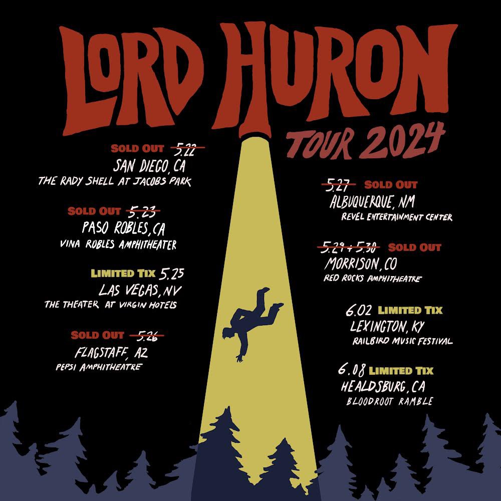 LH's spring tour kicks off this Wednesday in San Diego, CA. Limited tickets remain in Las Vegas, Lexington and Healdsburg; the rest of the dates are SOLD OUT. All headline shows include @Clover_County as support. More details at lordhuron.com/tour